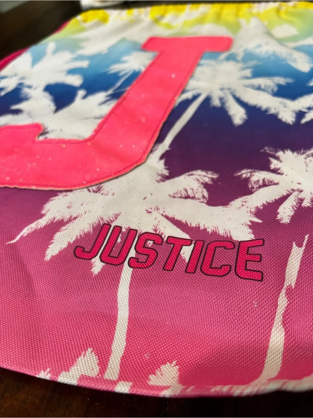 Justice Gradient Palm Drawstring Bag - Hot Pink J